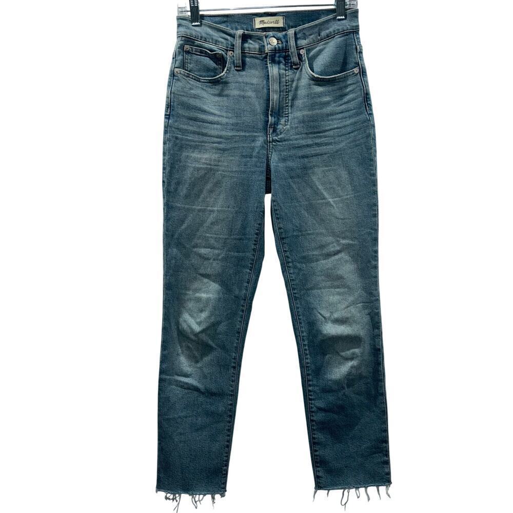 Madewell Perfect Vintage Jean in Ellicott Wash Sz 25 |High Rise Raw Hem Straight - Picture 5 of 15